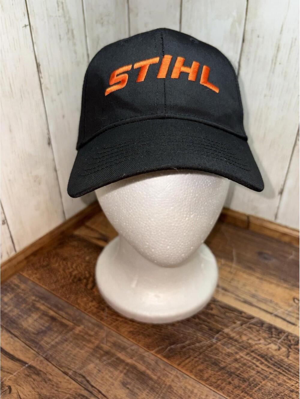 Stihl Black Hat Orange Embroidered Logo Adjustable Snapback Hat NWT